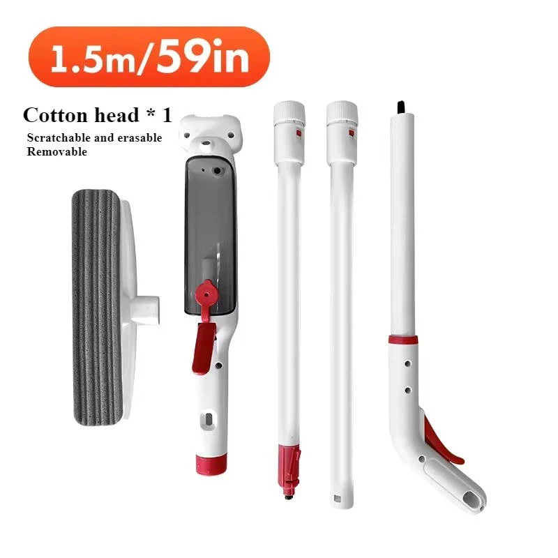 Telescopic Window Cleaner with 10-Inch Dual Head and 51-Inch Pole, Refillable Tank