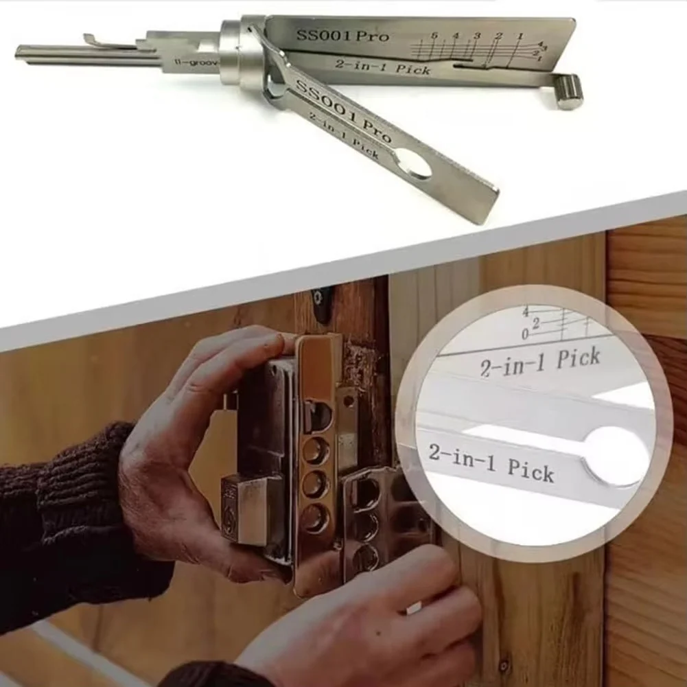 Key Decoder Tool with Stainless Steel Body and Fine Pick, Compact 6.3in for Locksmiths