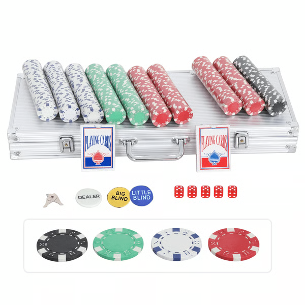 500 Piece Poker Chips Set with Case for Texas Holdem and Casino Style Games