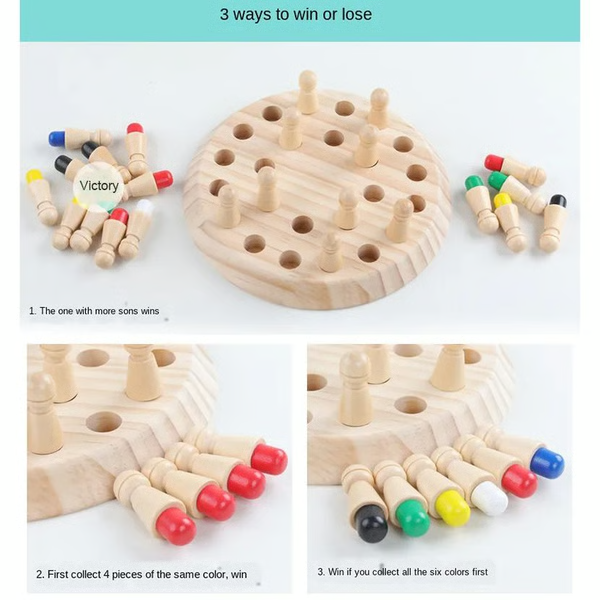 Wooden Memory Match Stick Game Montessori Educational Toy for Kids and Adults