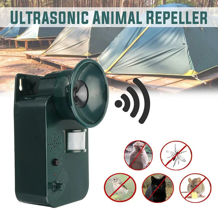 Ultrasonic Animal Repeller with Motion Sensor and Flashing Light, Weather-Resistant