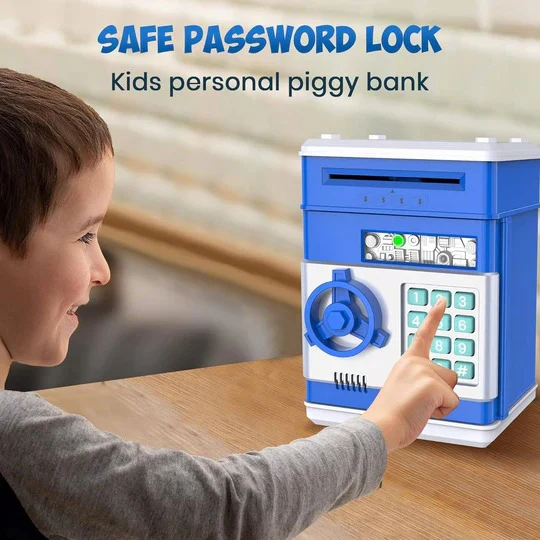 Electronic Piggy Bank for Kids with Auto Bill Intake and Dual Lock, Bilingual Audio