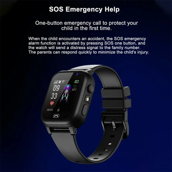 Kids GPS Smartwatch with Real-Time Tracking and SOS Emergency Button, 48-Hour Battery