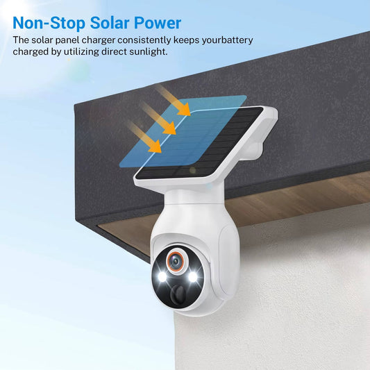 Solar Security Camera Wireless Outdoor, 2K HD Night Vision Motion Detection with Battery Powered No Wiring Easy Install
