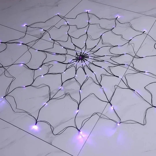 Sjbackyard Halloween Spider Web Lights Outdoor with 80 Purple LEDs
