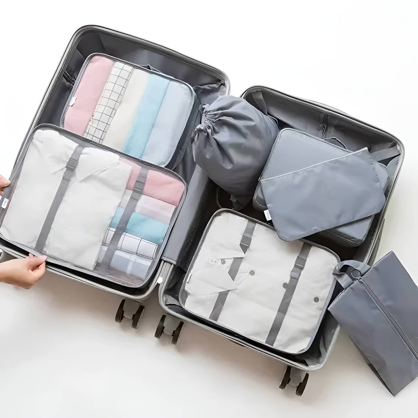 Packing Cubes for Travel Organization with Mesh Windows and Compression, 7-Piece Set