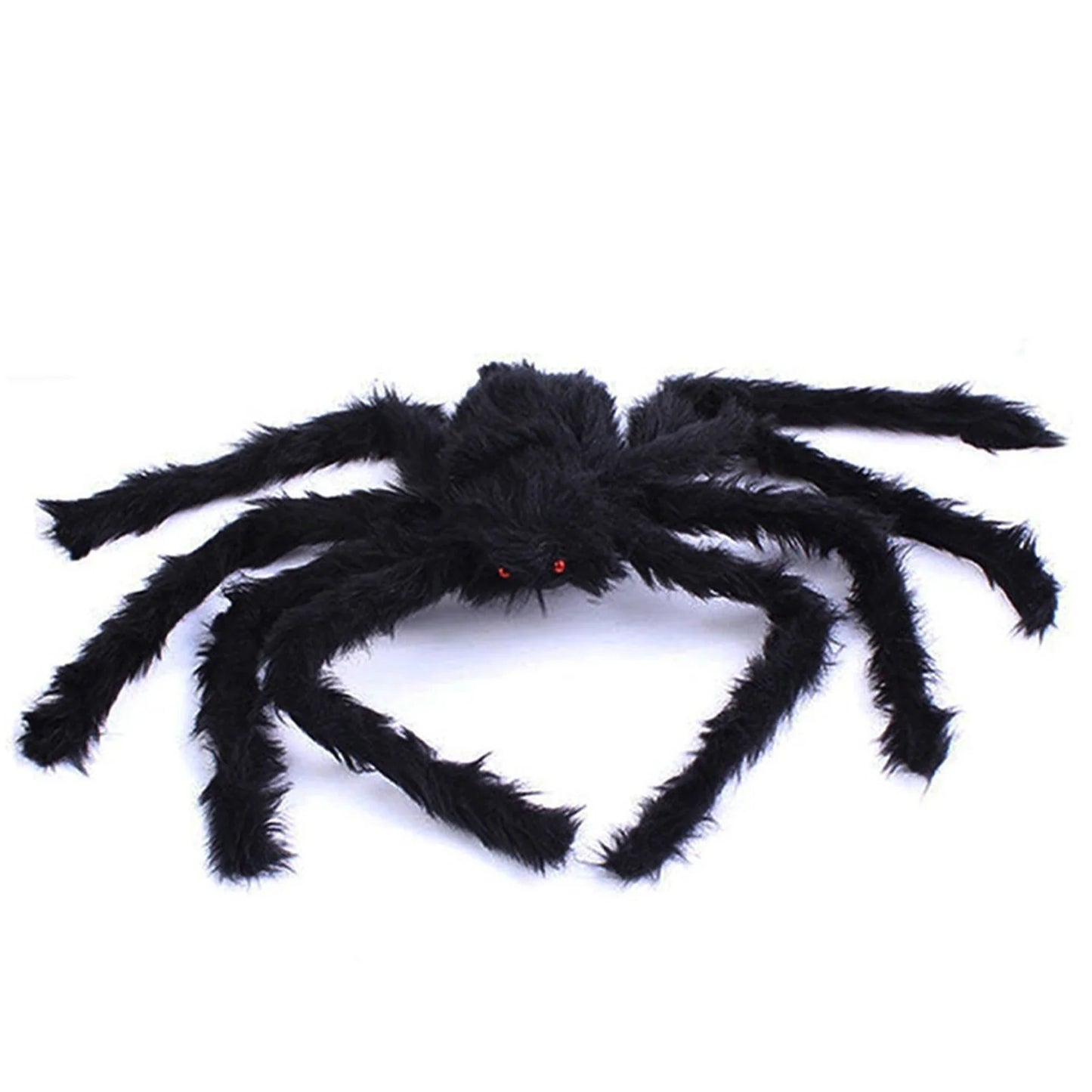 29.5 Inch Halloween Spider with Bendable Wire Legs and Black Wool Body, Red Eyes