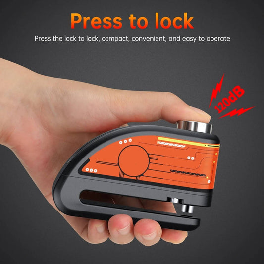 Disc Brake Lock with 120dB Motion Alarm and 6-Month Battery for Motorcycles