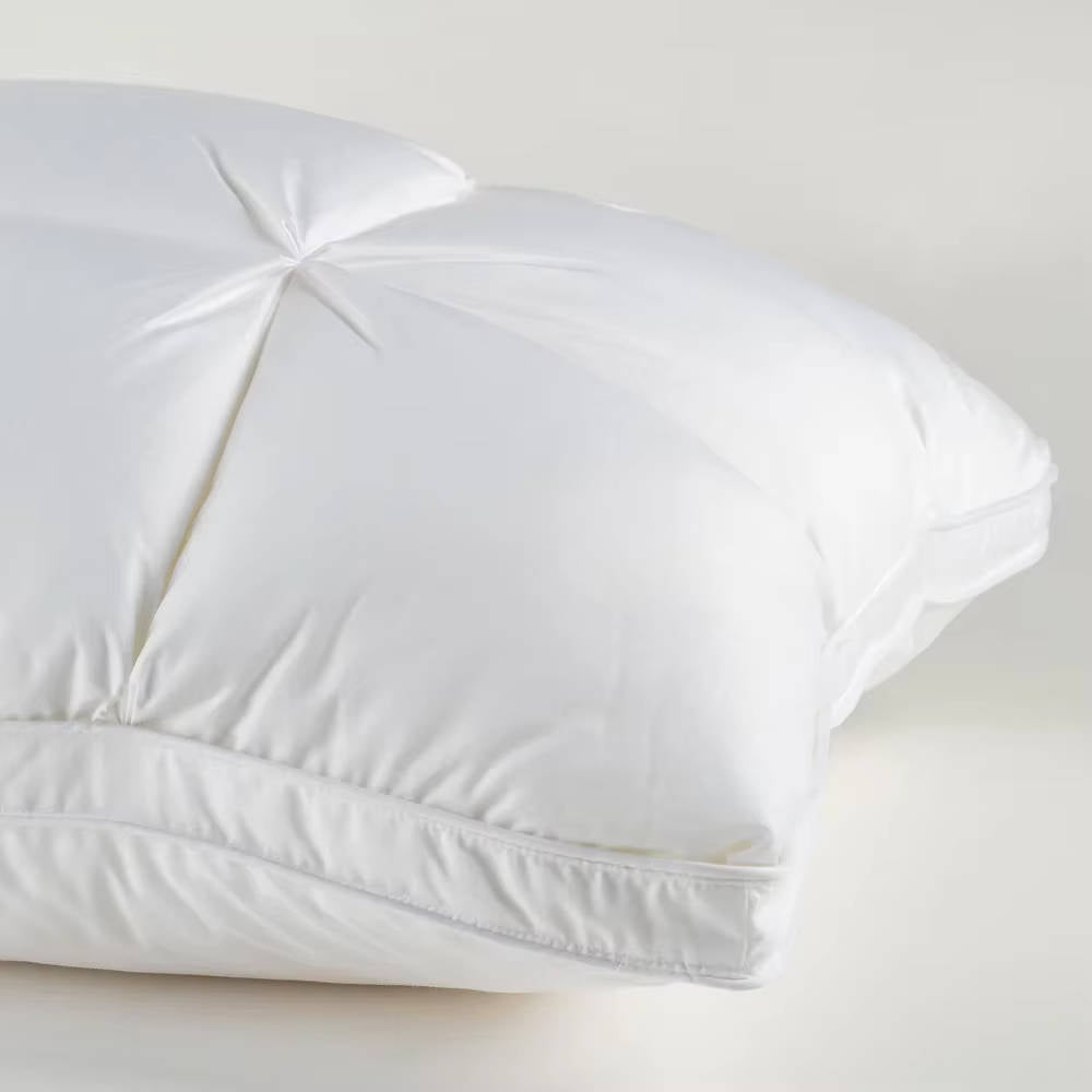 Soft Quilted Puff Grid Design Pillow, Fluffy Breathable Support for Side, Back & Stomach Sleepers, Plush Bed Pillow