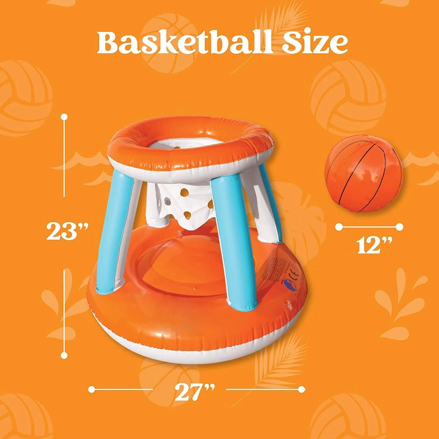 Inflatable Pool Volleyball Net, Pool Games for Kids and Adult, Included Basketball Hoops