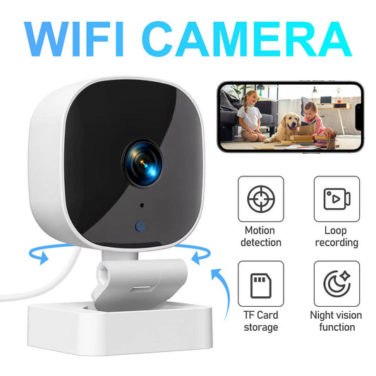 Indoor WiFi Security Camera Wall Mounted, 24H Mobile Monitoring with Night Vision for Home