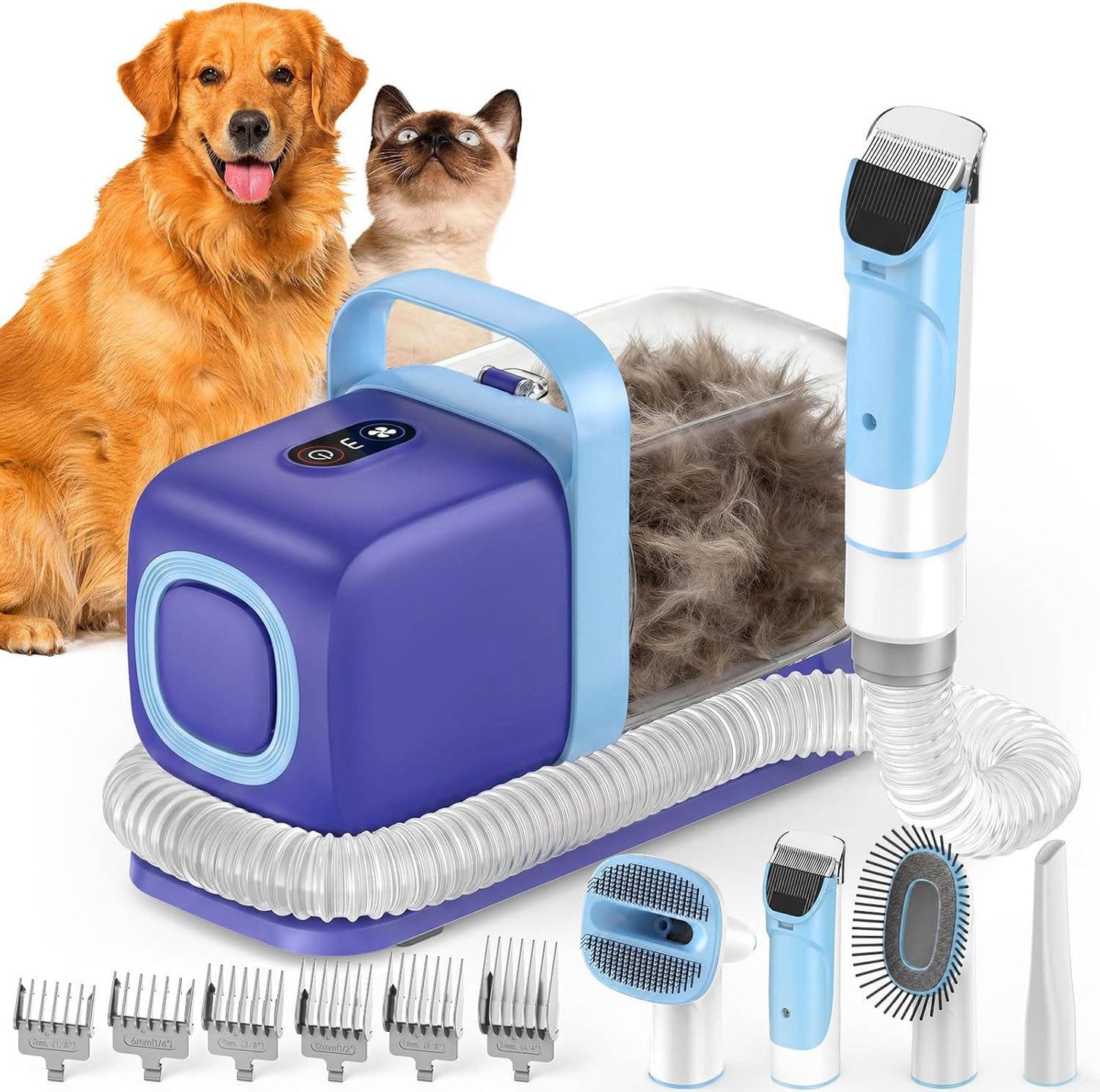 Dog Grooming Vacuum Kit, 15000Pa Pet Grooming Vacuum with Clipper, Shedding Brush and 2L Dust Cup