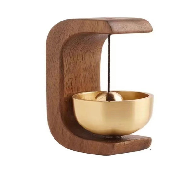 Wireless Doorbell with Wooden Chime and Magnetic Mount, Brass Tubes