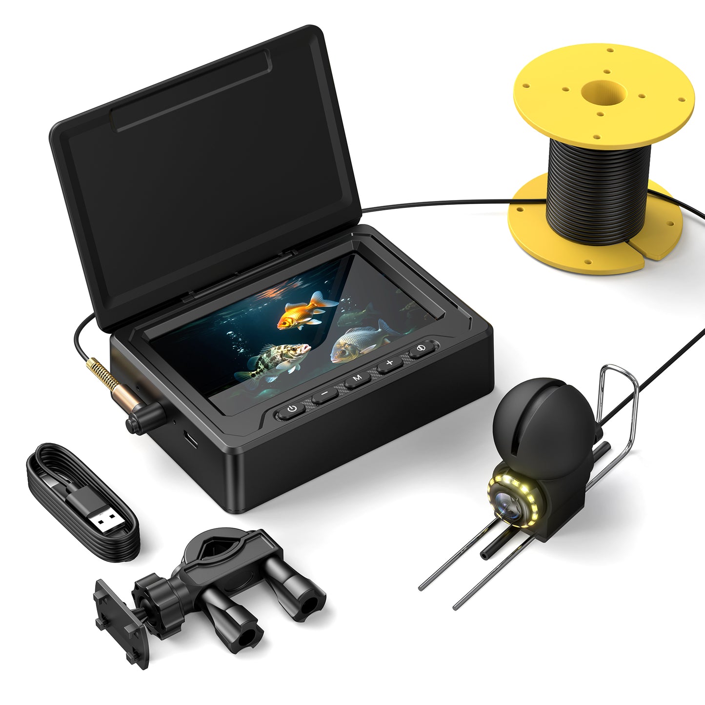 Underwater Fishing Camera, 65ft Cable, Infrared Night Vision, 4.3 Inch HD IPS Display, Portable Fish Finder