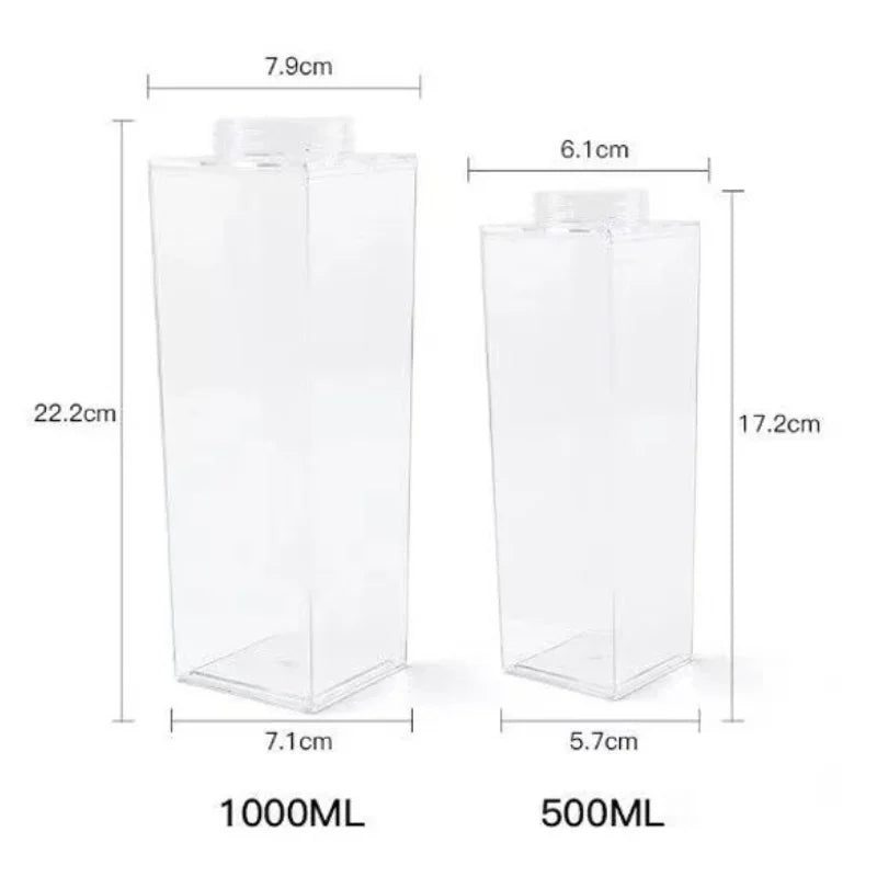 Milk Carton Water Bottle with Leak Proof Twist Lid and Wide Mouth Opening