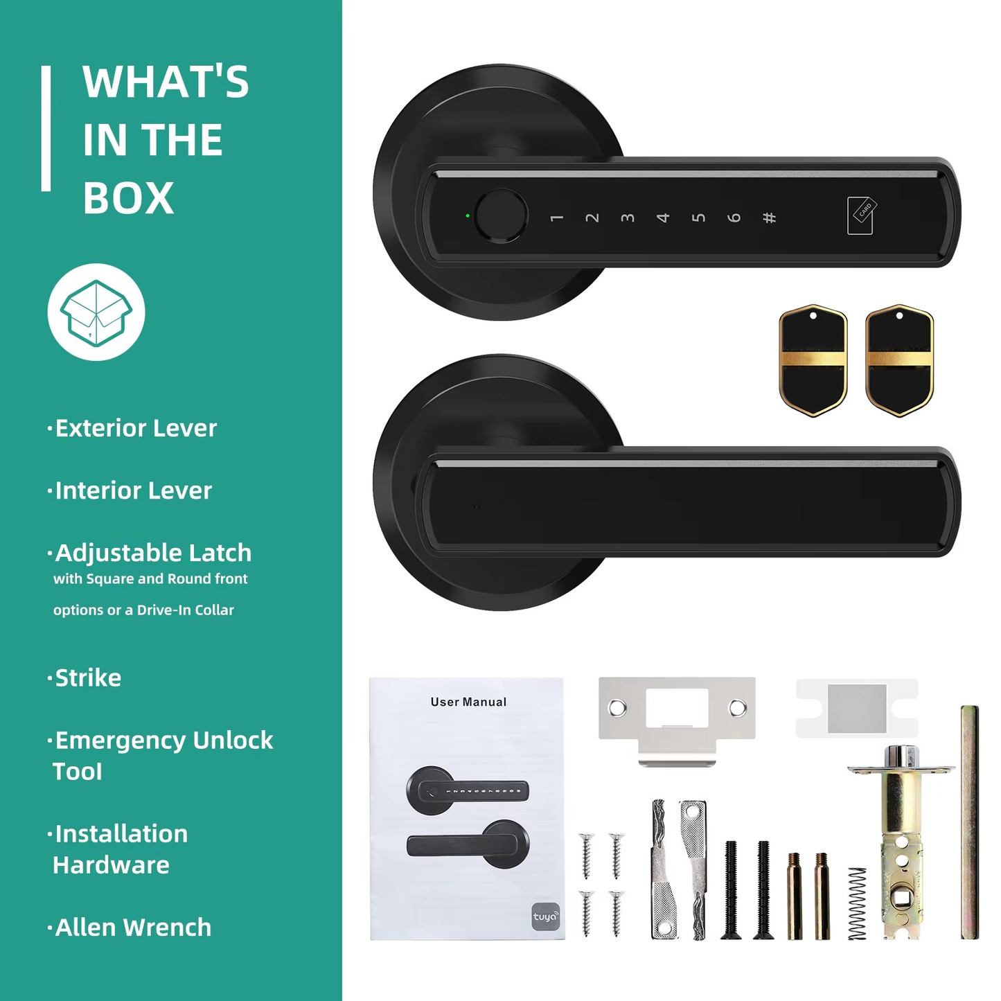 Biometric Door Lock with Fingerprint Scanner and Keypad, Key Fob Entry