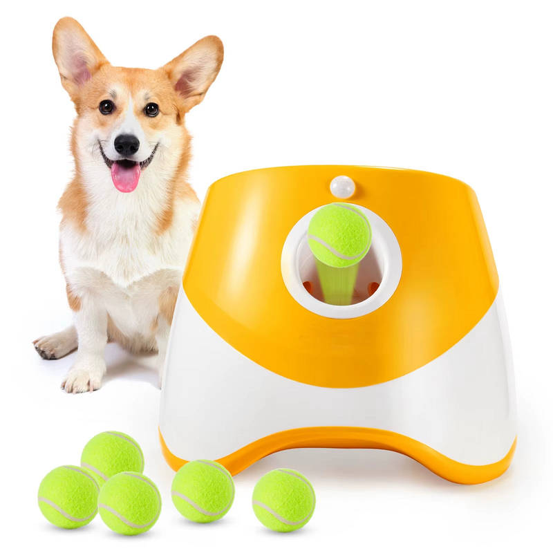 Automatic Dog Ball Launcher Rechargeable, Interactive Pet Thrower with 3 Distance Settings LED Indicator for Small Medium Dogs