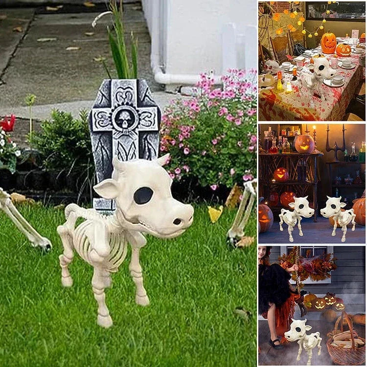 Skeleton Farm Animal Resin Decoration with Carved Bone Details and Weather Resistance