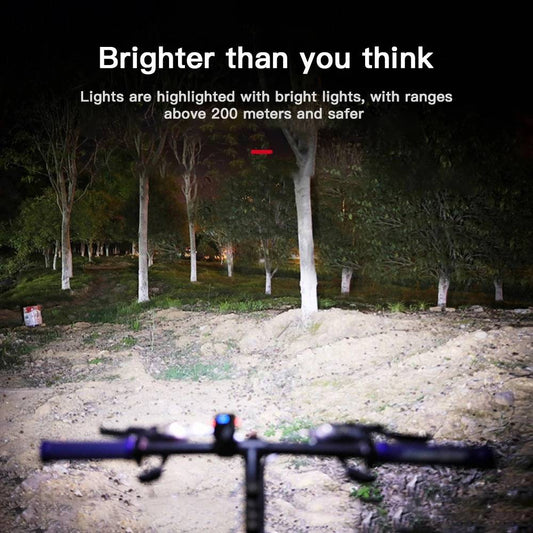 LED Bicycle Light Set with 1000 Lumen Headlight and Red Taillight, 6 Modes