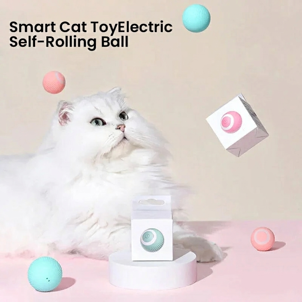Interactive Rolling Ball Cat Toy with Motion Sensor and Dual Mode
