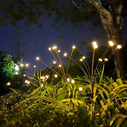 Solar Garden Lights with Firefly Flicker and Flexible Stems, 27.5 Inch Warm White
