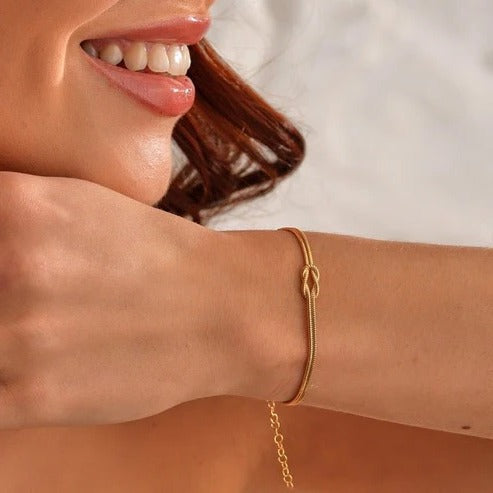 Love Knot Bracelet with Adjustable Closure and Metal Finish Options