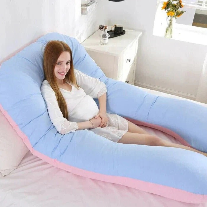 Full Body Pillow with Adjustable Shredded Foam and U-Shaped Support, Jersey Cover