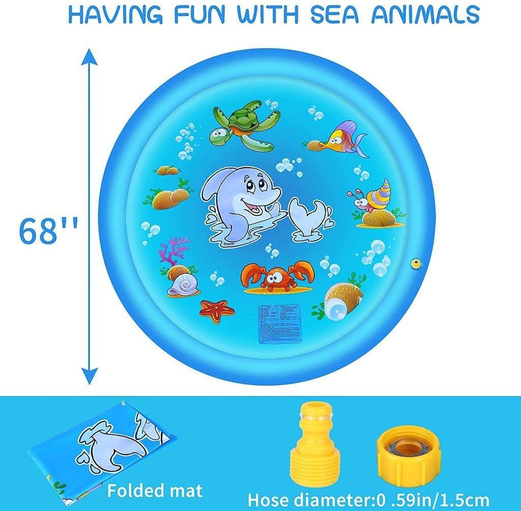 Outdoor Splash Pad 68in with Adjustable Spray and Inflatable Edge