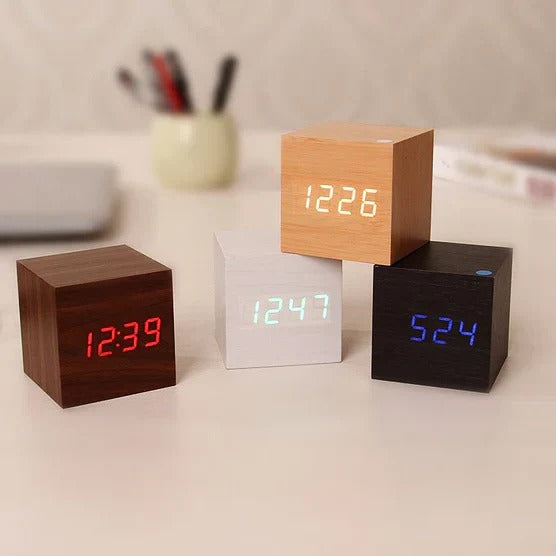 Modern Digital Wood-Style Clock with Hidden LED Display for Minimalist Home Décor