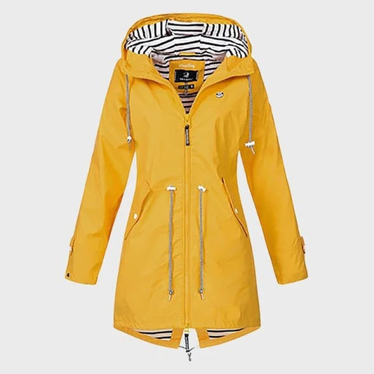 Long Waterproof Hooded Rain Jacket