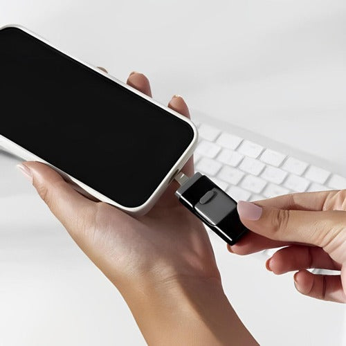 Multi Port USB Flash Drive with 32GB Storage and Four Connectors for Phones and Computers