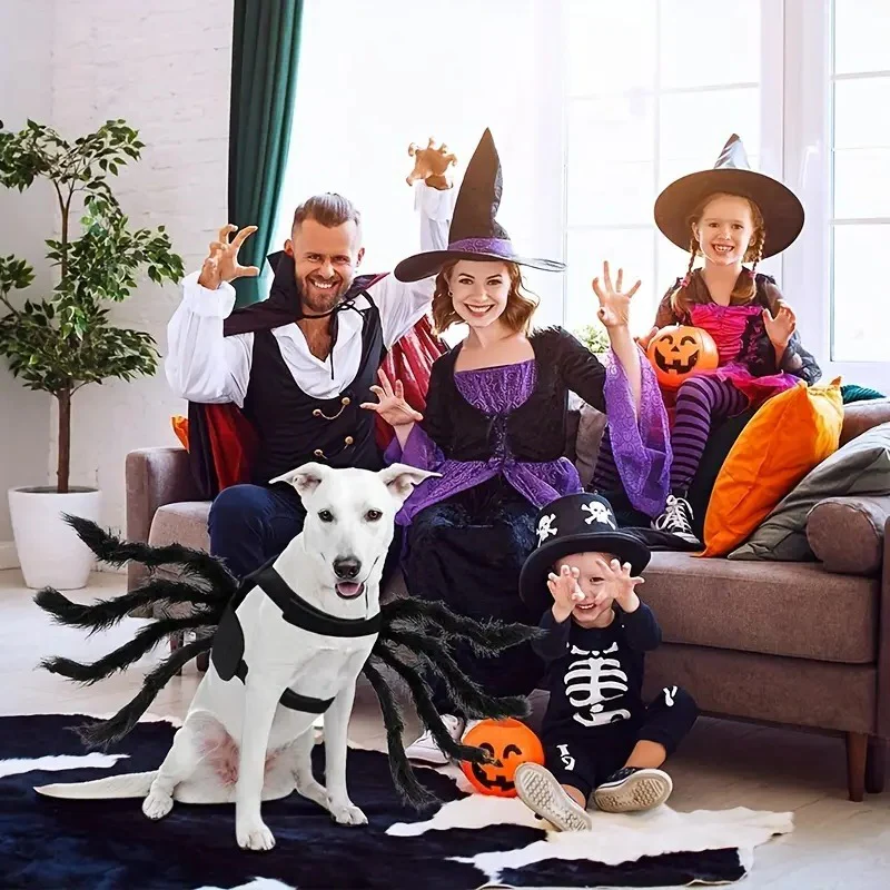 Spider Costume for Pets with Eight Faux Legs and Adjustable Straps, Soft Breathable Fabric