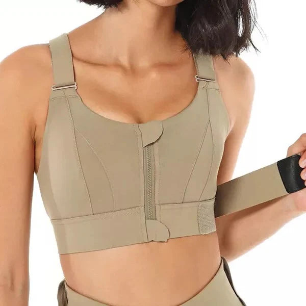 High Support Zip‑Front Sports Bra