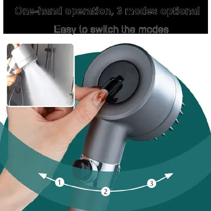 Pressure-Boosting Shower Head with 9-Layer Filter and Pause Button, Micro-Perforated Spray