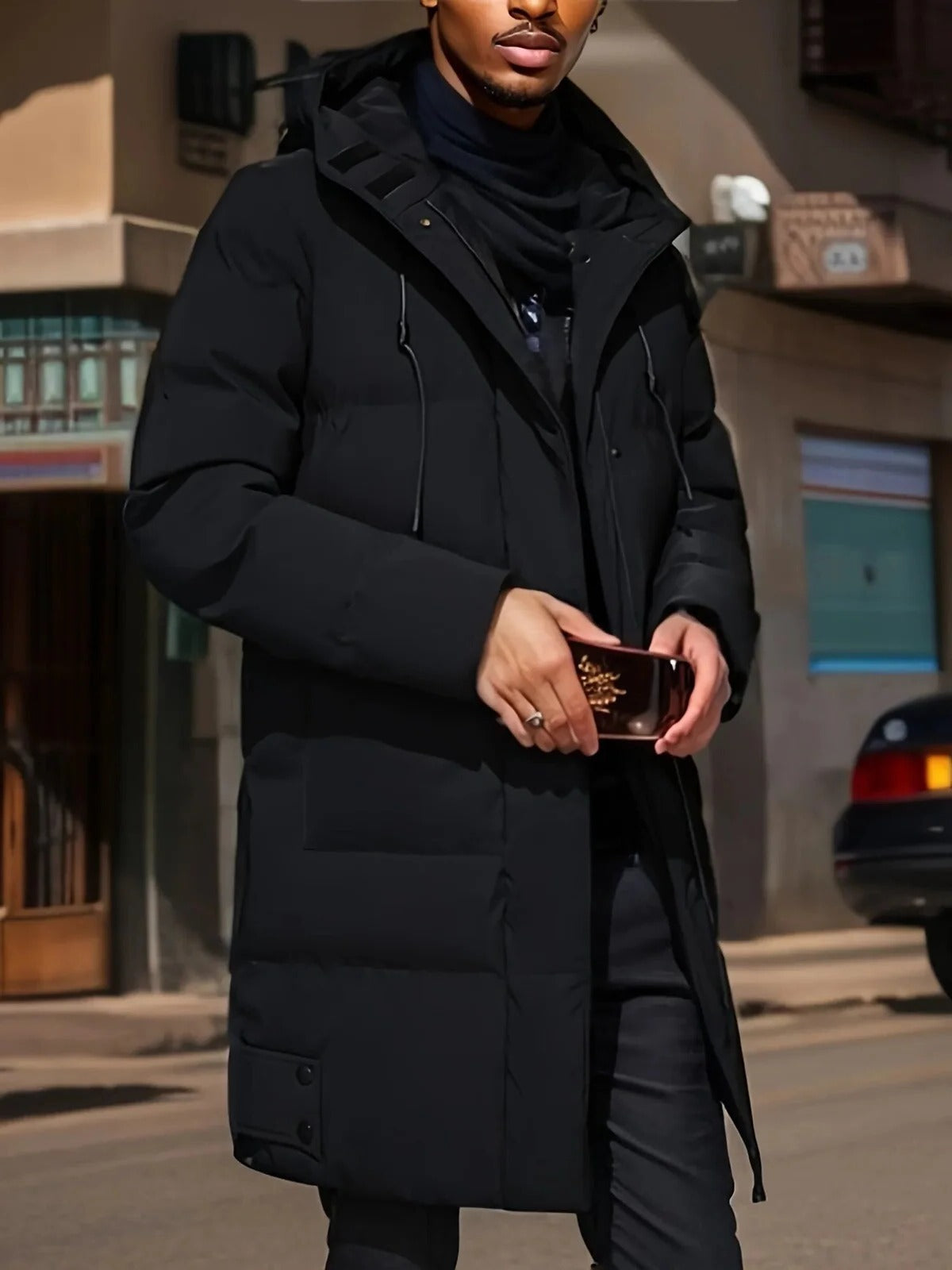 Men's Waterproof Winter Jacket with Breathable Lining and Adjustable Hood, Secure Pockets