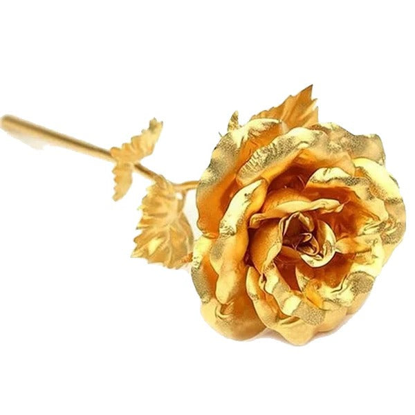 Preserved Real Rose with Gold Foil Coating and Display Box