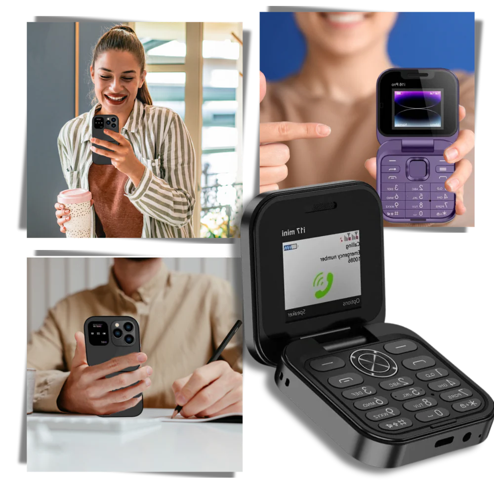 Folding Cell Phone with Dual Nano SIM and Rear Camera, Pocket Sized