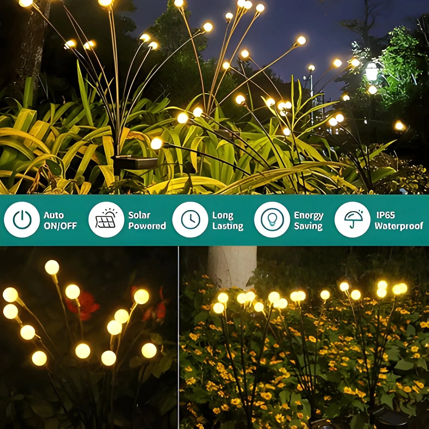 Solar-Powered Firefly Garden Lights for Outdoor Illumination