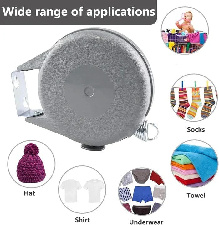 Retractable Clothesline with Swivel Base and Automatic Retraction, 472 Inches