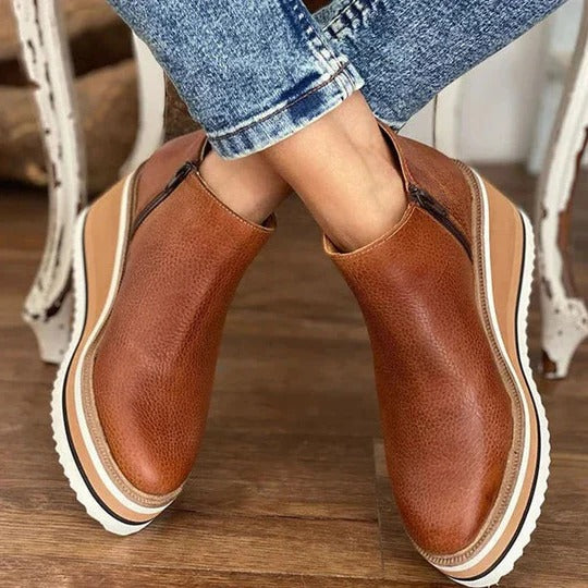 Low Ankle Boots with Side Zipper and Reinforced Grip Sole