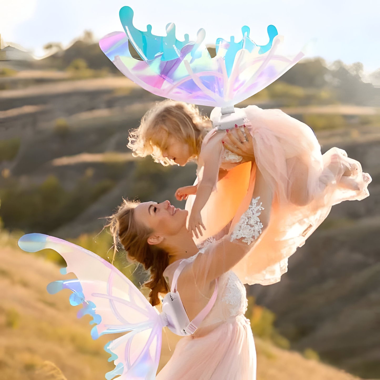 Motorized Fairy Wings with LED Lights and Flapping Action for Kids