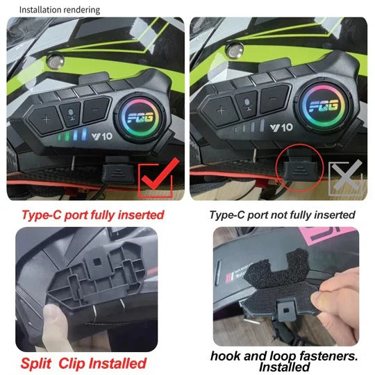 Motorcycle Helmet Bluetooth Headset for Music, Calls, and GPS Navigation
