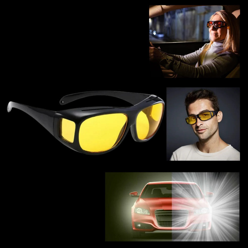 Polarized Night Driving Glasses with Extended Side Lenses and Orange Tint
