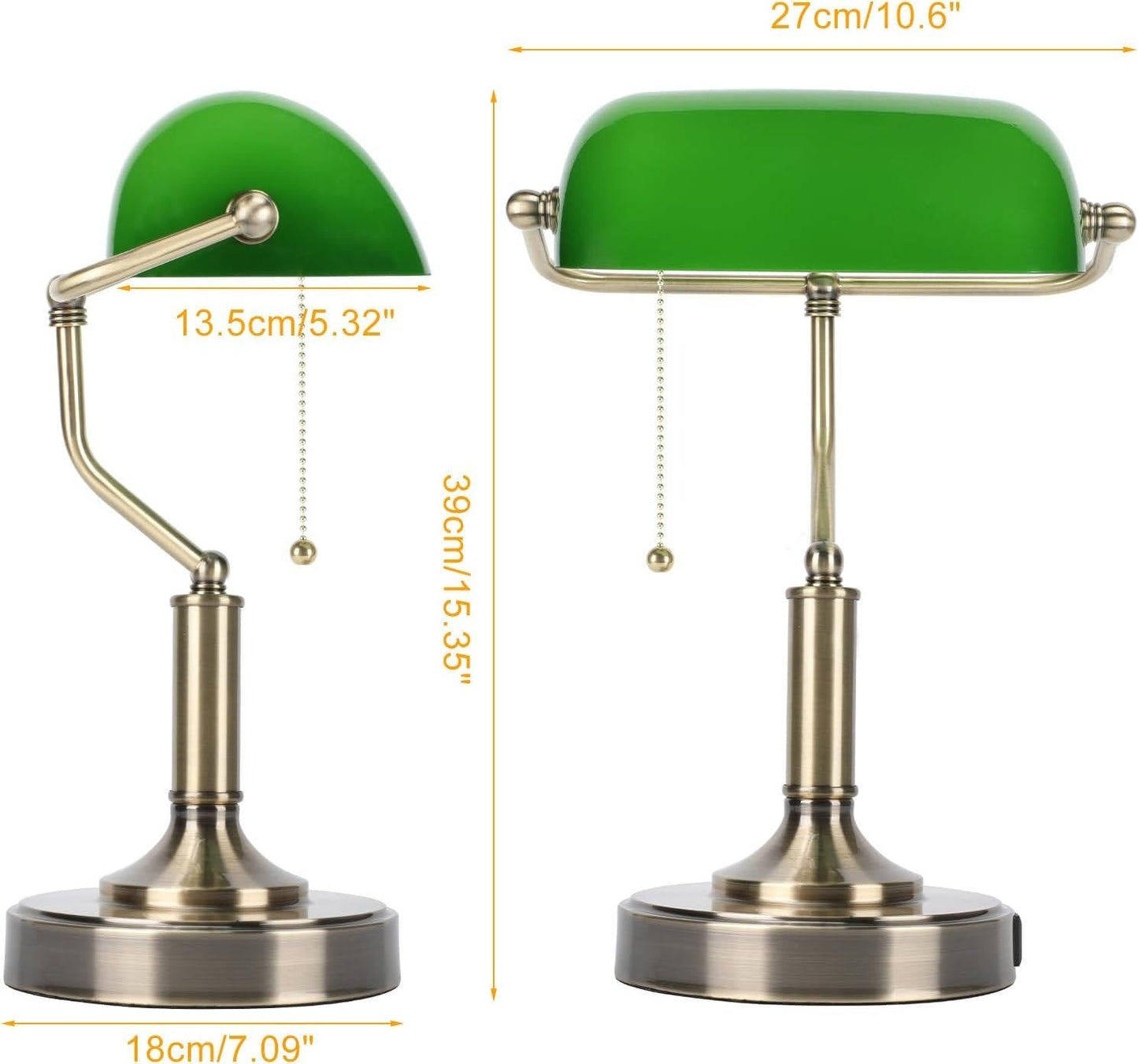 Vintage Bankers Desk Lamp, Retro Green Table Lamp