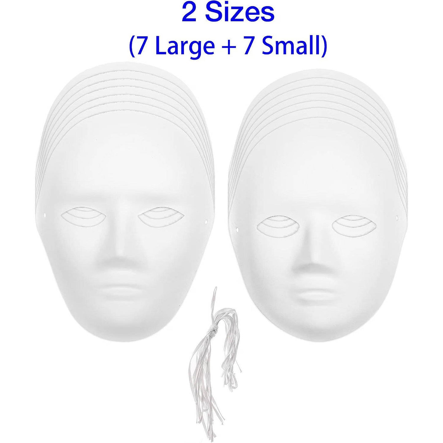 14 Pack Paper Mache Masks, 2 Sizes for Halloween, Masquerade, Theater, Classroom Art and Creative Projects