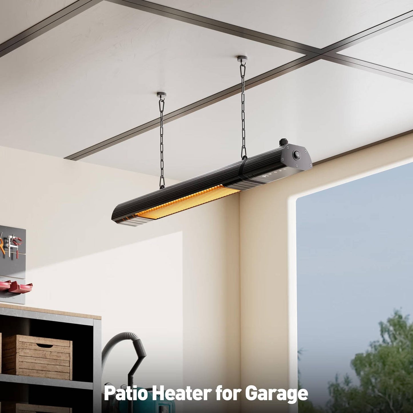 1500W Infrared Patio Heater, WiFi App Control, 9 Heat Levels and 24H Timer for Outdoor Heating