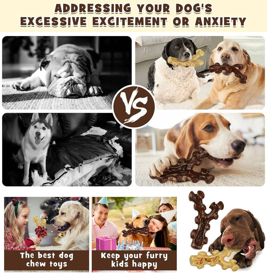 2 Pack Dog Chew Toys for Aggressive Chewers, Indestructible Dog Bones, Medium & Large Breed