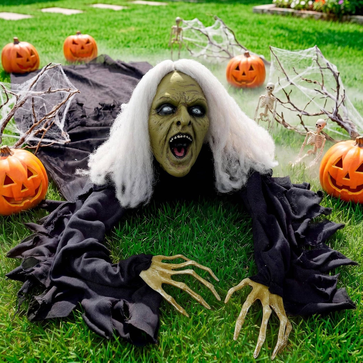 Halloween Zombie Groundbreaker, Light Up Eyes and Creepy Sound with IR Sensor for Outdoor Lawn, Graveyard and Haunted House Decor