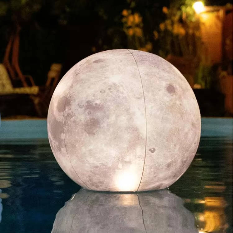 Full Moon Floating Pool Lights, Solar Powered, 14" Inflatable Light Up Pool Balls for Swimming Pool, Solar Pool Lights That Float