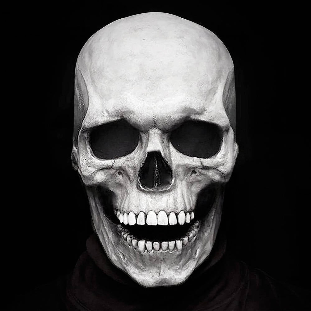 Skeleton Mask, Realistic Full Head Skull Mask with Movable Jaw for Halloween Parties and Costume Events